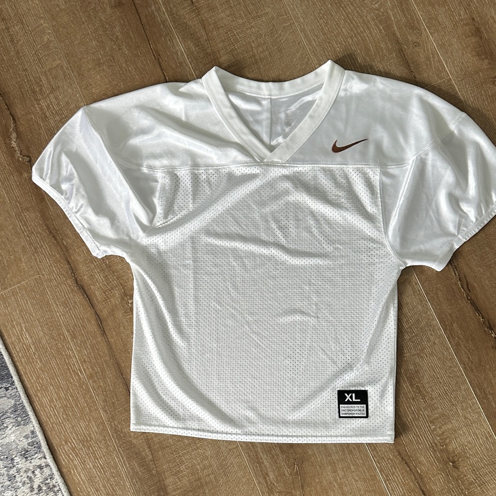 Nike White Mesh Jersey with Brown Swoosh